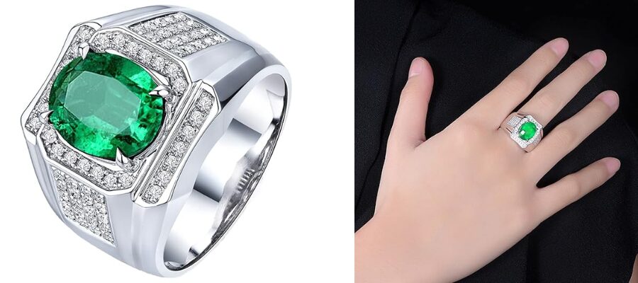 18K White Gold Mens Promise Rings
