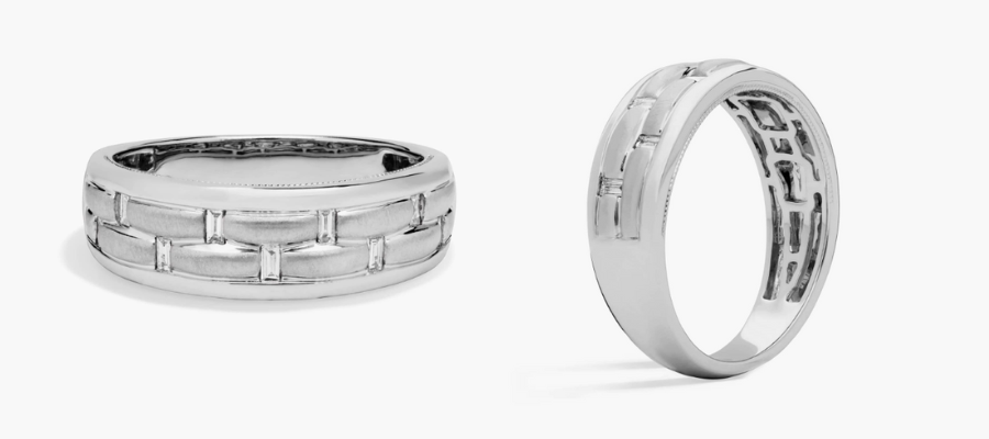 Baguette Diamond Wedding Ring in 18K White Gold