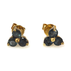 Solid 14k Yellow Gold 0.75 ctw Natural Change Alexandrite Cluster Stud Earrings