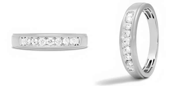 Slender Channel Men's Diamond Wedding Band In 14k White Gold (5.50mm)