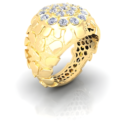 Mens Gold Nugget Heavy Engagement Band Pinky Ring
