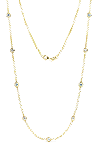 Aquamarine & Natural Diamond By Yard 9 Station Necklace