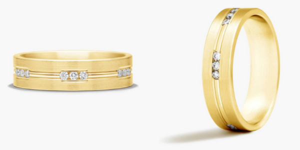 Etched Channel Set Men's Diamond Wedding Band In 14k Yellow Gold (6.00mm)