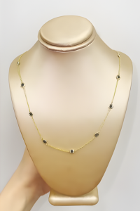 Smoky Quartz & Natural Diamond By Yard 9 Station Necklace
