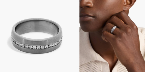 Satin Finish Diamond Wedding Ring In Grey Tantalum
