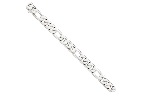 Solid 14k White Gold Big Heavy 11.0mm Figaro Link Chain Bracelet