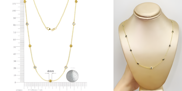 Citrine & Natural Diamond By Yard 9 Station Necklace