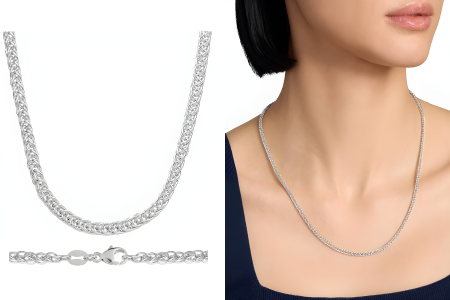 20 Inches Square Wheat Chain In Platinum (3 Mm)