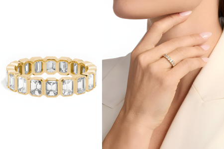 Bezel Emerald Diamond Eternity Ring In 14k Yellow Gold 2 3/4 Ct Tw