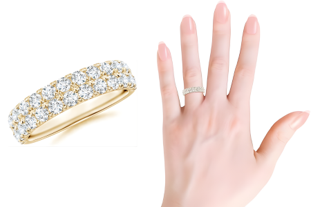 Half Eternity Double Row Diamond Wedding Ring In Yellow Gold