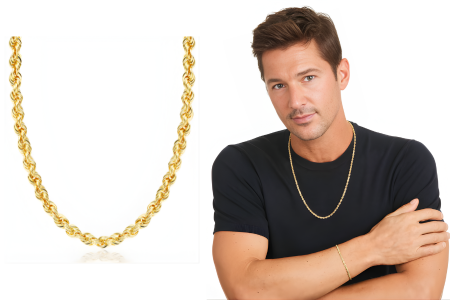 14k Yellow Gold Solid 3.8 Mm Rope Chain Necklace 24 Inches