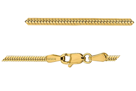 14k Yellow Gold 1.85mm Round Shape Snake Chain Necklace