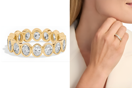 Bezel Oval Eternity Ring In 14k Yellow Gold