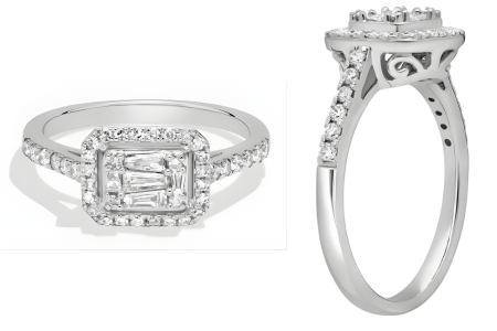 Diamond Halo Cluster Ring In 14k White Gold (1/2 Ct. Tw.)