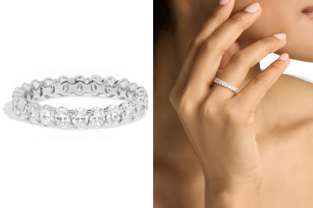 Oval Cut Lab Grown Diamond Eternity Ring In 14k White Gold 2 Ct Tw