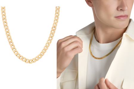 22 Inches Flat Beveled Curb Chain In 14k Yellow Gold (6.25 Mm)