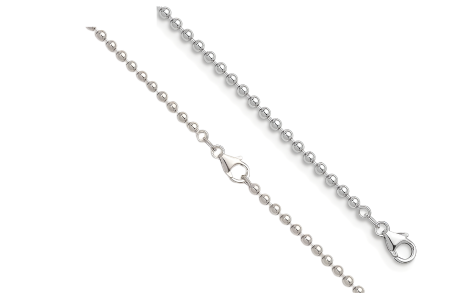 14k White Gold Womens 3.2mm Beaded Ball Chain Necklace