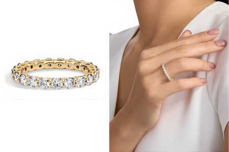 Low Dome Basket Lab Grown Diamond Eternity Ring In 14k Yellow Gold 2 Ct Tw