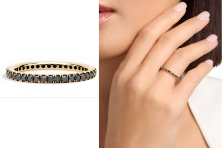 Riviera Noir Black Diamond Ring In 18k Yellow Gold 1/2 Ct Tw