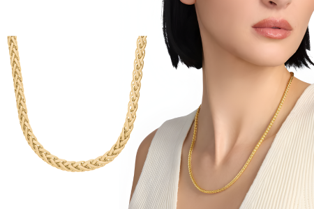 20 Inches Wheat Chain Necklace In 14k Yellow Gold 3.5 Mm