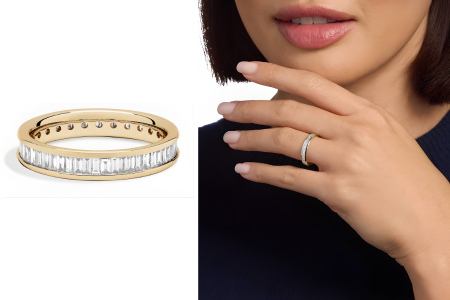 Channel Set Baguette Cut Diamond Eternity Ring In 14k Yellow Gold 1 Ct Tw