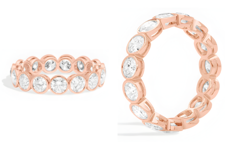 Bezel Eternity Ring With 2 Ctw Round Cut Diamonds In 14k Rose Gold 4.1mm