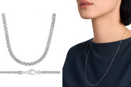 24 Inches Wheat Chain Necklace In 14k Italian White Gold 3.1 Mm