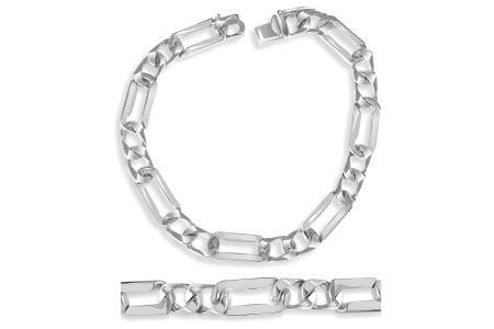 Solid Sterling Silver Handmade 7mm Figaro Link Bracelet 10 Inches