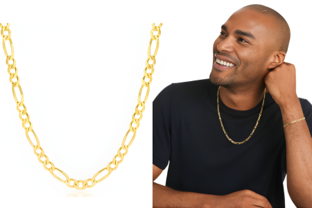 14k Yellow Gold 4.5 Mm Figaro Chain Necklace 22 Inches