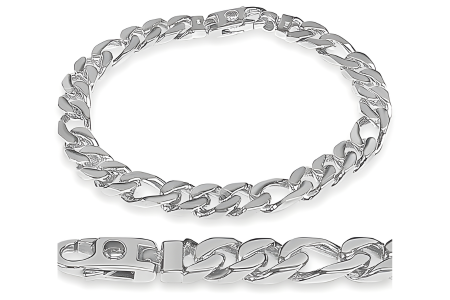 Handmade Solid Sterling Silver 8mm Figaro Link Bracelet 7 Inches