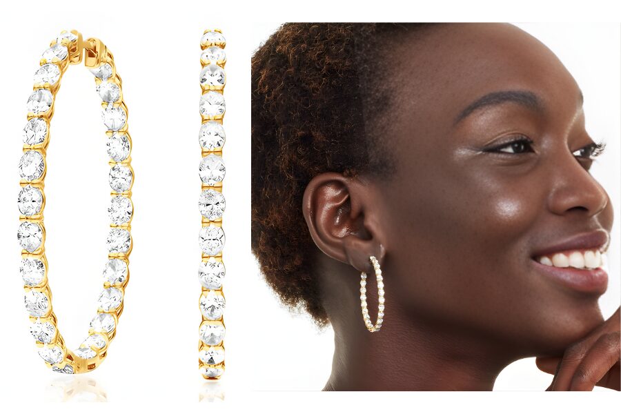 7 CTW Oval Cut Diamond Hoop Earrings 14K Yellow Gold