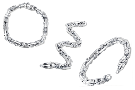 Mens 14K White Gold 8mm Diamond Bracelet 9 Inches