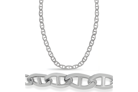 18K White Gold 9mm Anchor Mariner Necklace 24 Inches