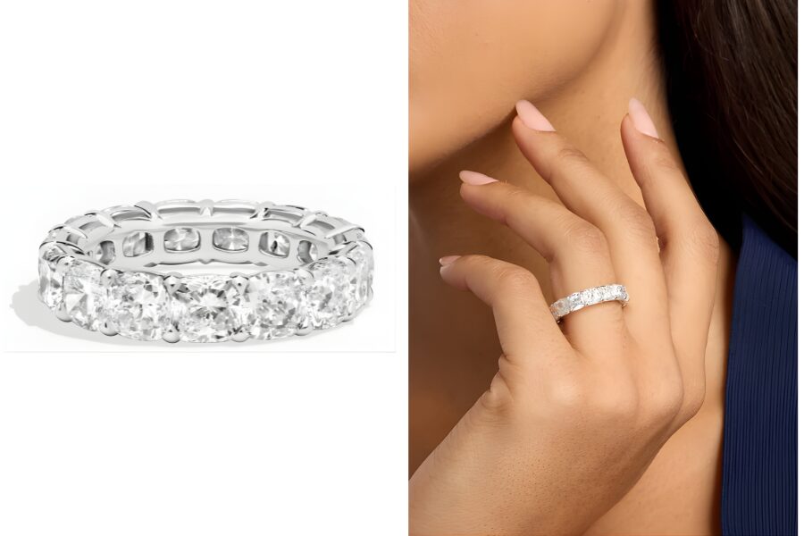 Cushion Cut Eternity Ring In Platinum