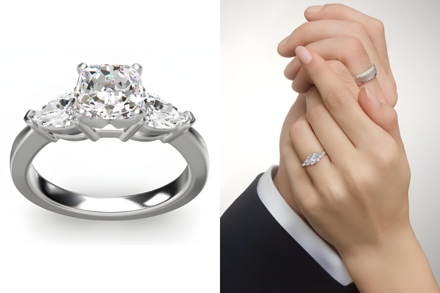 Cushion Lab Created Diamond Engagement Ring In Platinum