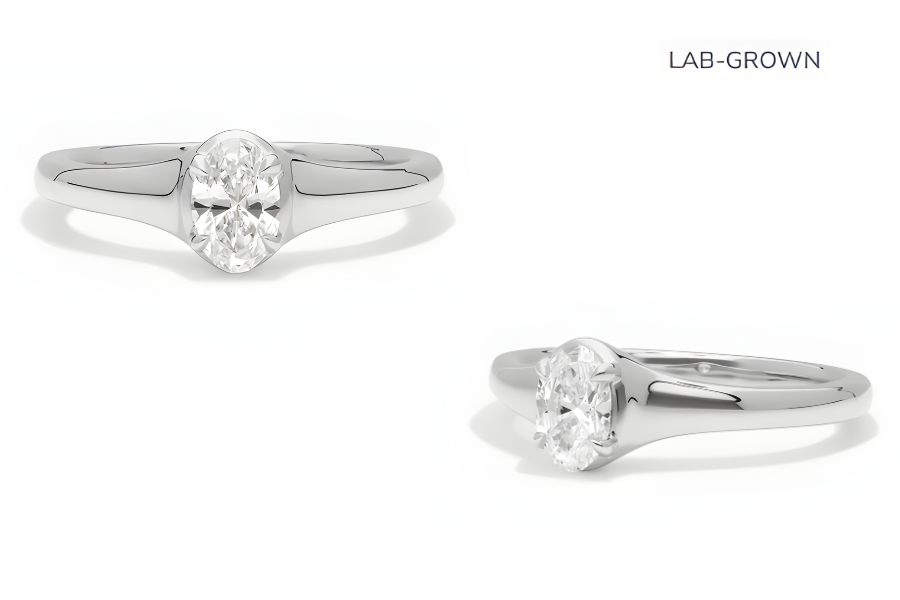 Solitaire Ring With 0.30 CTW Oval Cut Lab Grown Diamond 14K White Gold