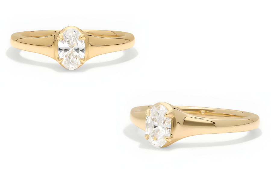 Solitaire Ring With 0.30 CTW Oval Cut Lab Grown Diamond In 14K Yellow Gold