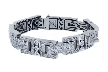 14K White Gold Mens Round Diamond Bezel Bracelet 11.22 Carats