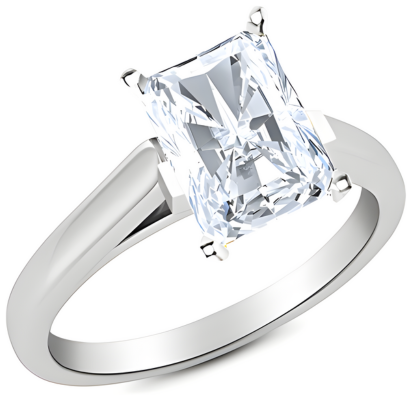 Radiant Cut Solitaire Diamond Engagement Ring 14K White Gold