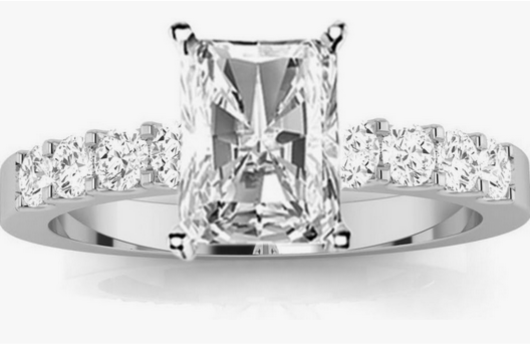 White Gold 3.5 Ctw Round Radiant Cut Diamond Engagement Ring
