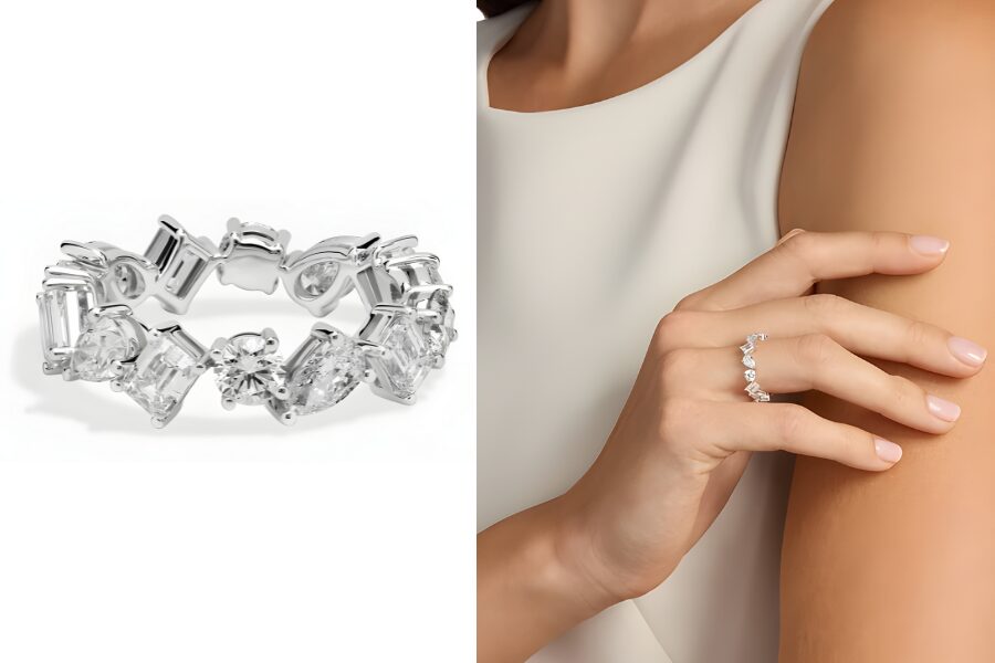Mixed Shape Diamond Eternity Ring in Platinum