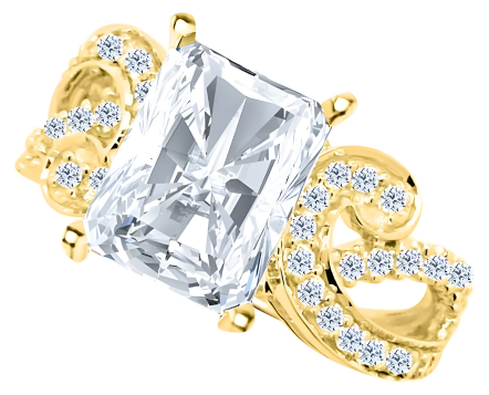 Radiant Cut Diamond Engagement Ring 14K Yellow Gold Eternity Split Shank