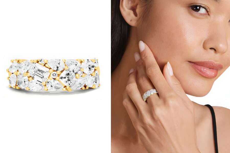 14K Yellow Gold Fancy Scatter Lab Grown Diamond Ring