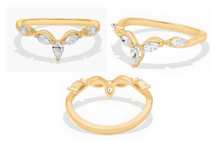 18K Yellow Gold Floral Vine Diamond Wedding Ring