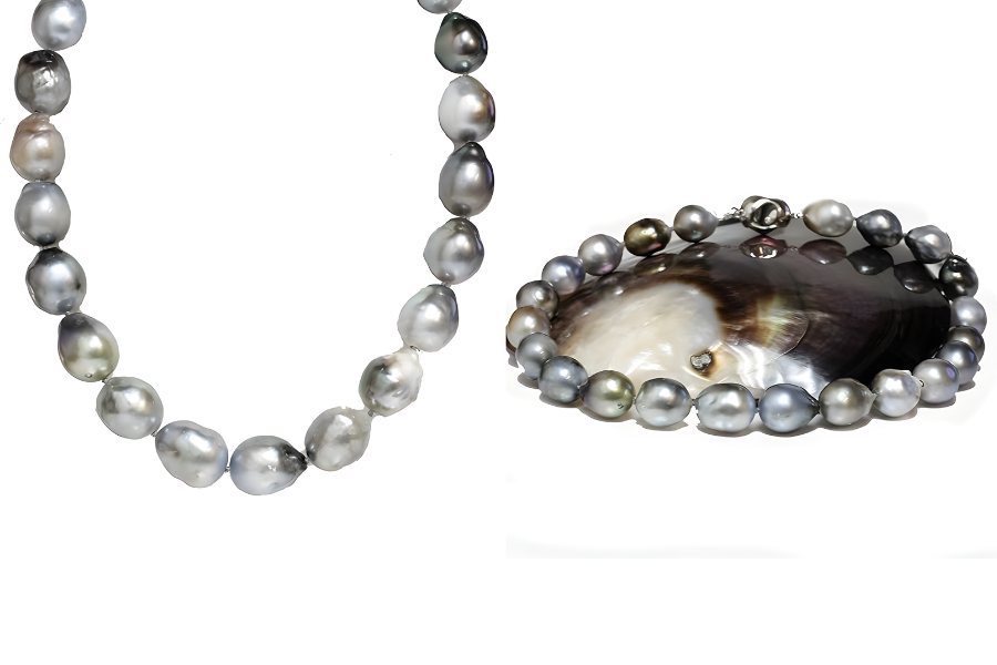 Diamond Tahitian South Sea Baroque Pearl Necklace