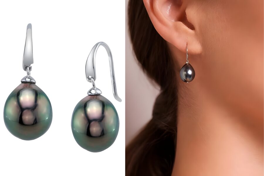 Baroque Black Tahitian South Sea Cultured Pearl Earrings