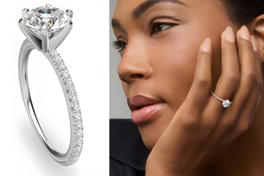 Platinum Eternal Riviera Lab Grown Diamond Engagement Ring