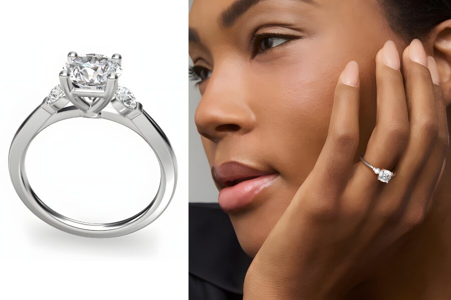 Platinum Three Stone Lab Grown Diamond Engagement Ring