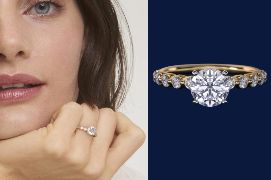 18k Yellow Gold Floating Lab Grown Diamond Engagement Ring