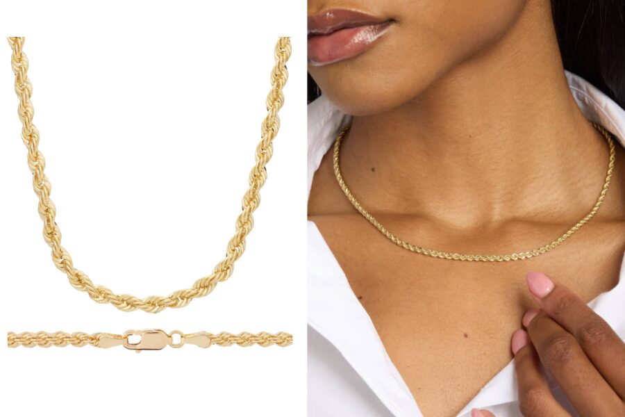 14k Yellow Gold 18 Inch Rope Chain 3 mm